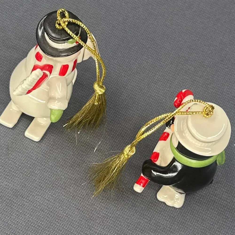 Lenox Very Merry Porcelain Ornament Set of 2 Snowman Penguin Holiday Christmas